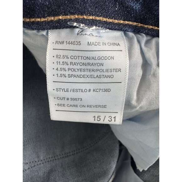 KanCan Womens Button-Fly Jeans High-Rise Distressed Hem Size 15/31 Blue - Picture 4 of 13